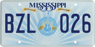 MS license plate BZL026