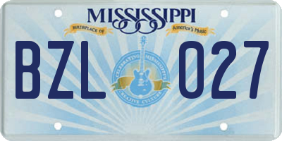 MS license plate BZL027