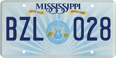 MS license plate BZL028
