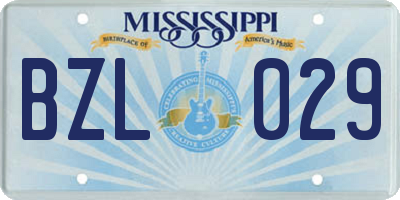 MS license plate BZL029