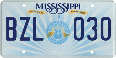 MS license plate BZL030