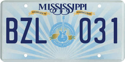 MS license plate BZL031