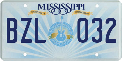 MS license plate BZL032