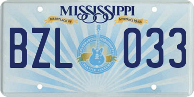 MS license plate BZL033