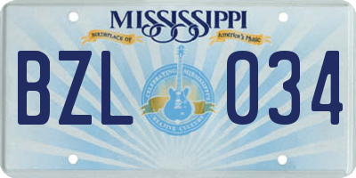 MS license plate BZL034