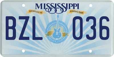 MS license plate BZL036