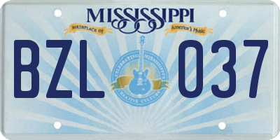 MS license plate BZL037