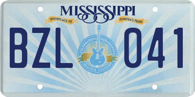 MS license plate BZL041