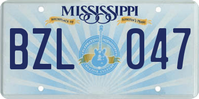 MS license plate BZL047