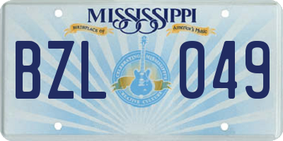 MS license plate BZL049