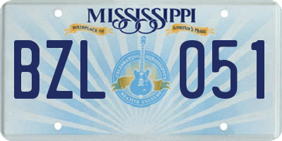 MS license plate BZL051