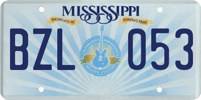 MS license plate BZL053