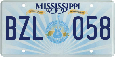 MS license plate BZL058