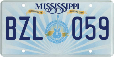 MS license plate BZL059