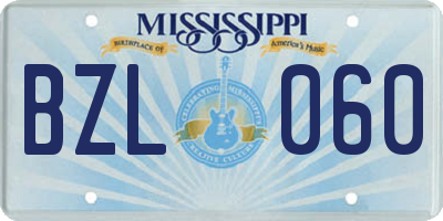 MS license plate BZL060