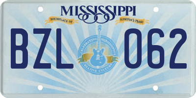 MS license plate BZL062