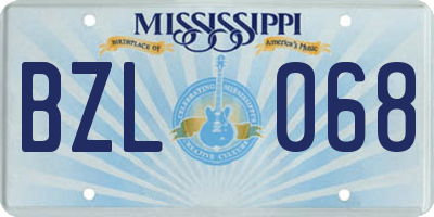 MS license plate BZL068