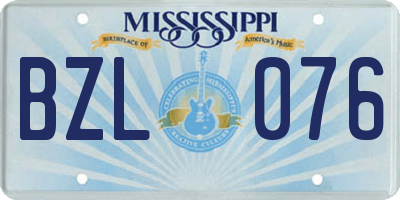MS license plate BZL076