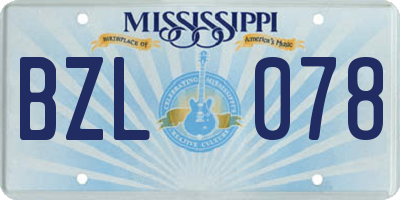 MS license plate BZL078