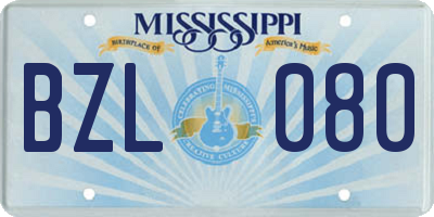 MS license plate BZL080