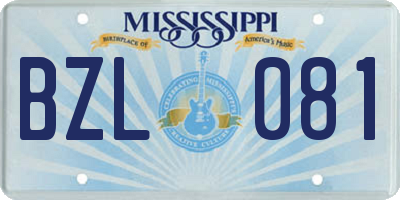 MS license plate BZL081
