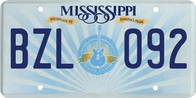 MS license plate BZL092