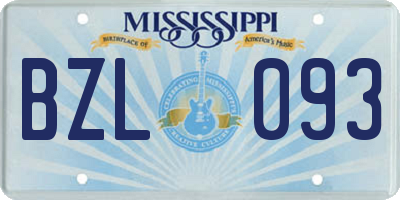 MS license plate BZL093