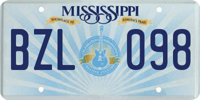 MS license plate BZL098