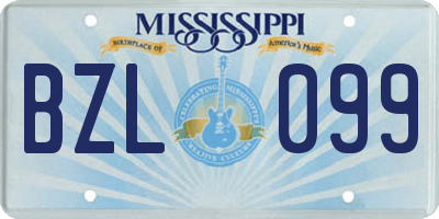 MS license plate BZL099