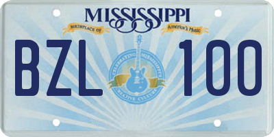 MS license plate BZL100