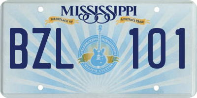 MS license plate BZL101