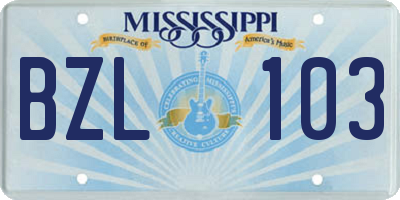 MS license plate BZL103
