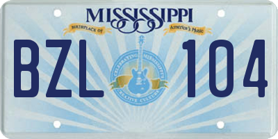 MS license plate BZL104