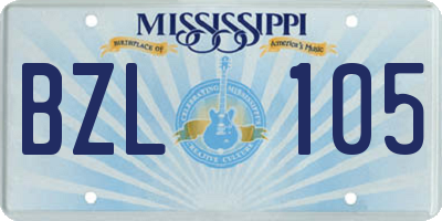 MS license plate BZL105