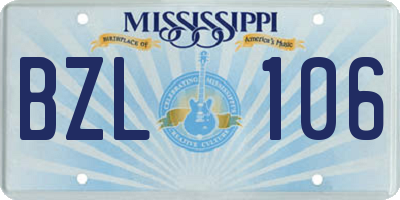 MS license plate BZL106