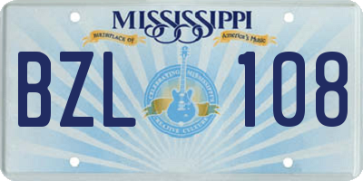 MS license plate BZL108