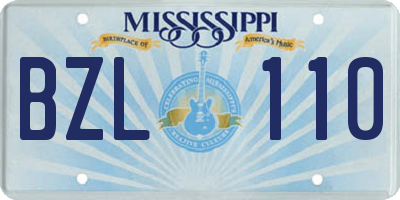 MS license plate BZL110