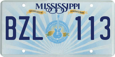 MS license plate BZL113