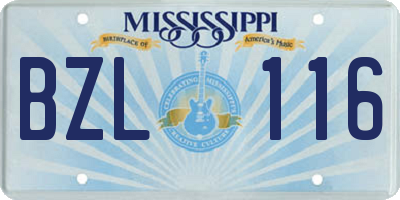 MS license plate BZL116