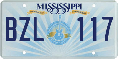 MS license plate BZL117