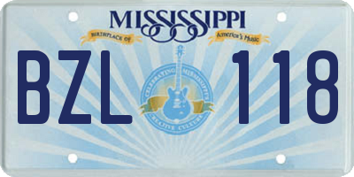 MS license plate BZL118