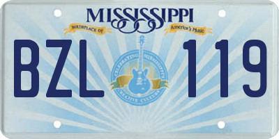 MS license plate BZL119