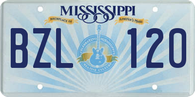 MS license plate BZL120