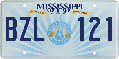 MS license plate BZL121
