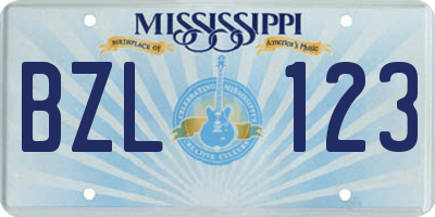 MS license plate BZL123