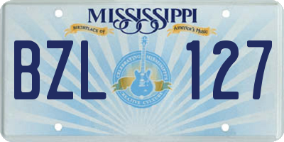 MS license plate BZL127