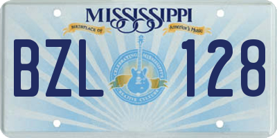 MS license plate BZL128