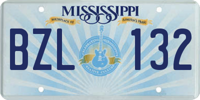 MS license plate BZL132