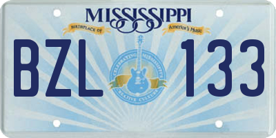 MS license plate BZL133