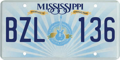 MS license plate BZL136